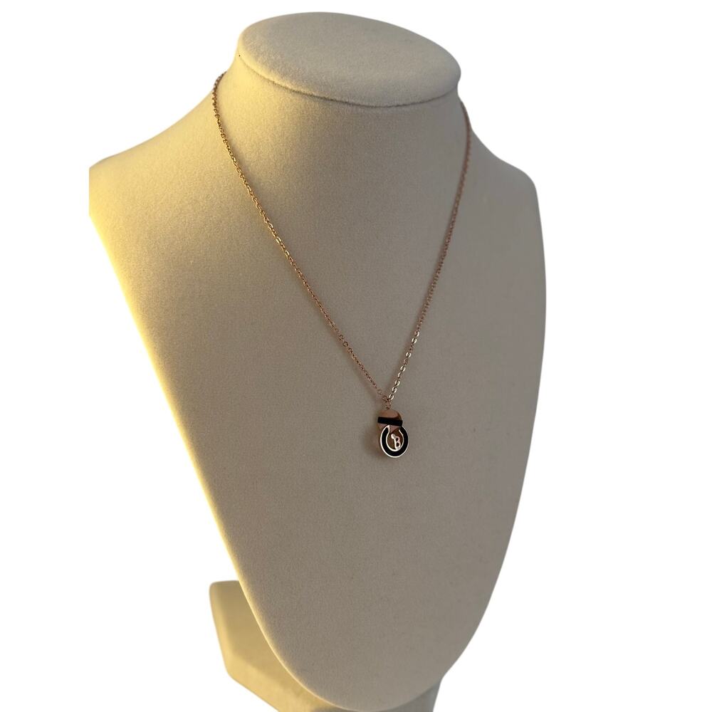 Rose Gold Initial Pendant Necklace Minimalist Letter Charm Jewelry - Picture 3 of 7